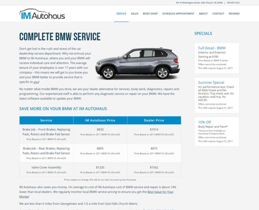 Website Design and WordPress Web Development for IM Autohaus - BMW
