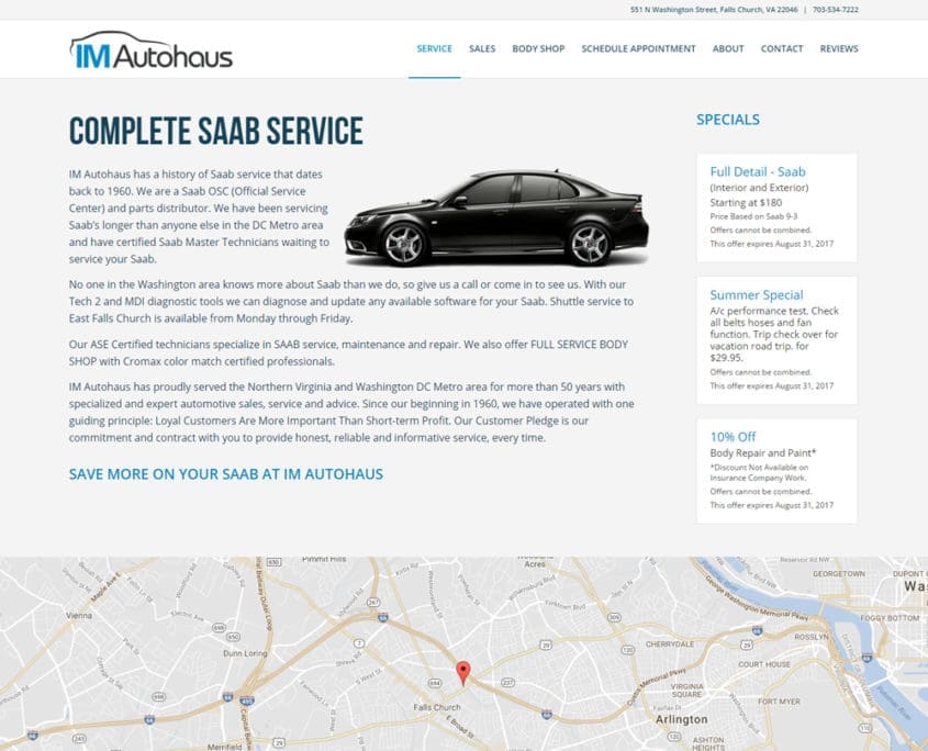 Website Design and WordPress Web Development for IM Autohaus - Saab