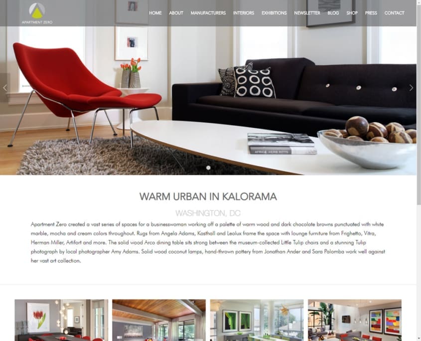 Apartment Zero - WordPress Website Design - Interiors Project