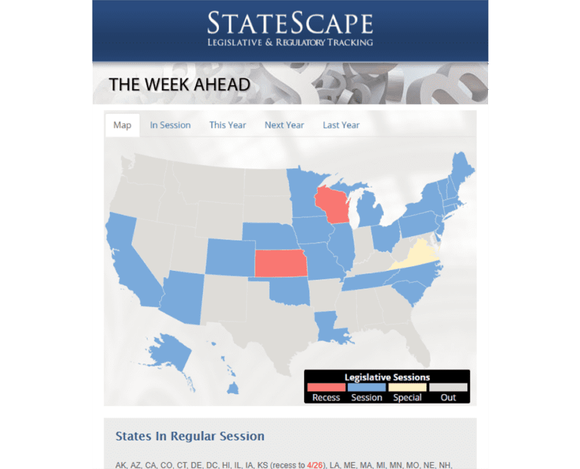 StateScape Email Newsletter - The Week Ahead