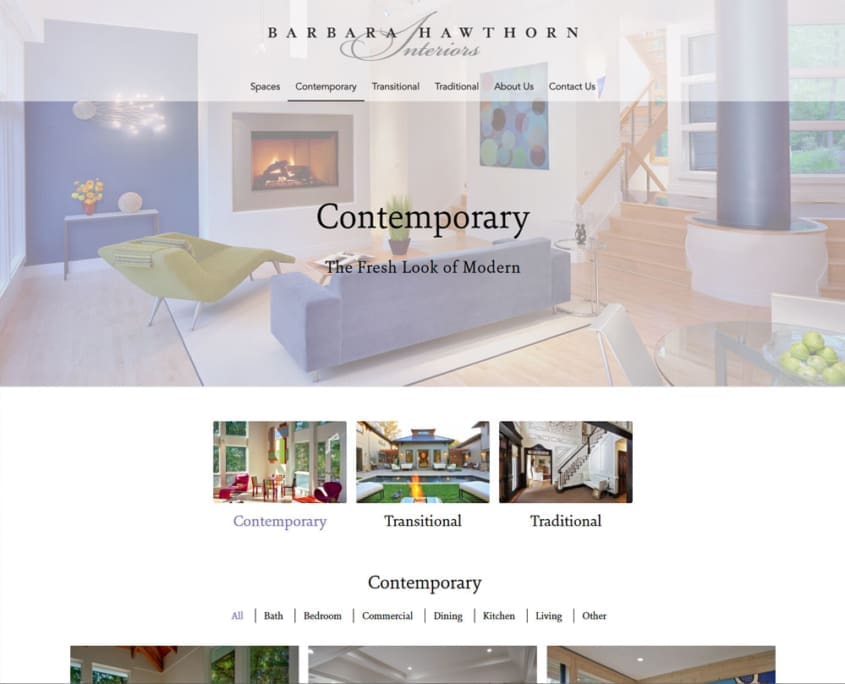 WordPress Website Design and WordPress Website Development for Barbara Hawthorn Interiors - Contemporary