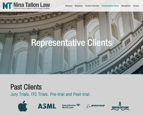Nina Tallon Law website - Representative Clients