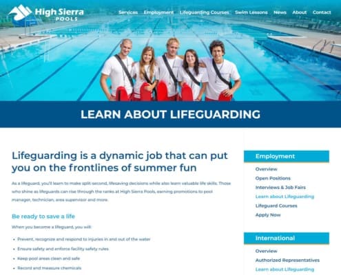 High Sierra Pools Website - Learn About Lifeguarding